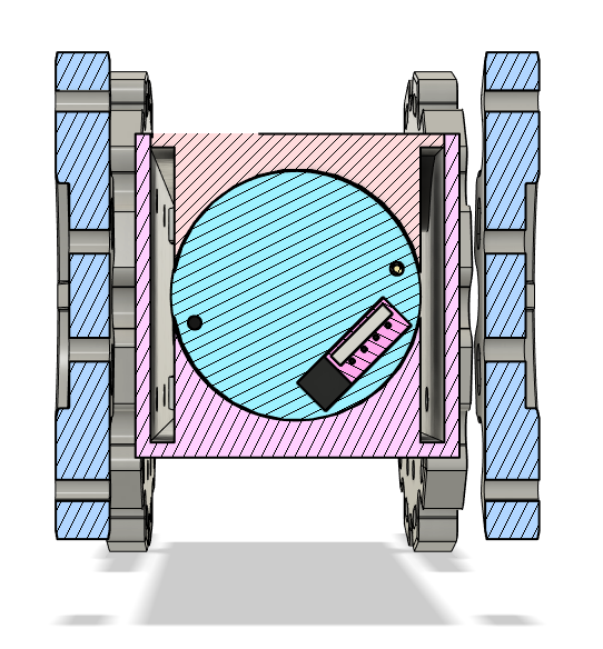 Cross-section showing enclosed motor bay